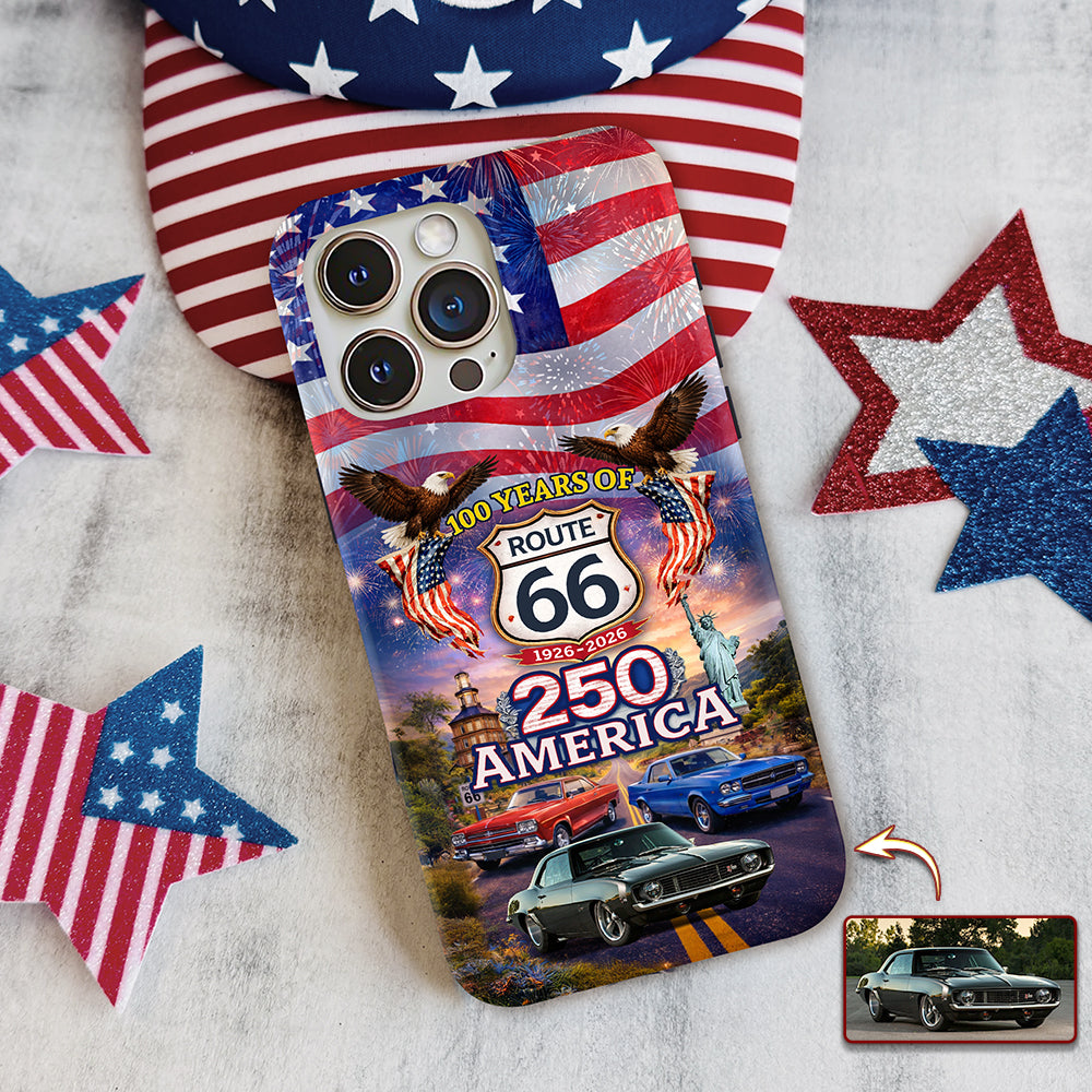 Celebrate 100 Years of Road Route 66 and America 250th Anniversary Custom Car Photo Phone Case HA75 920310