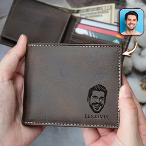 Custom Portrait With Name Engraved Leather Wallet Gift For Husband, Boyfriend CH07 910296