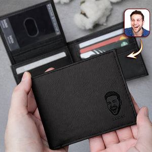 Custom Portrait With Name Engraved Leather Wallet Gift For Husband, Boyfriend CH07 910296
