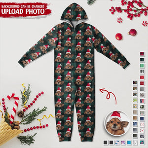 Custom Photo With Christmas Pattern Onesie Pajamas For Cat Lovers HO82 893222