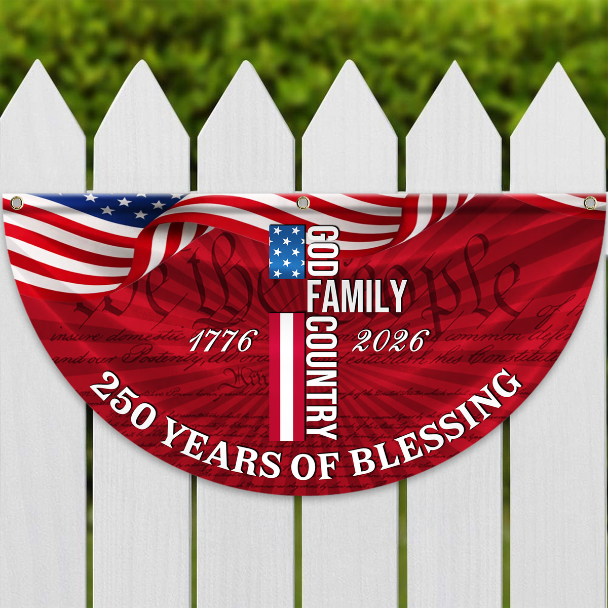 Custom Family Name Patriotic American Flag, 250 Years of Blessing God Fan Flag LM32 897741
