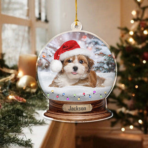 Custom Photo Dog Snowglobe Acrylic Ornament HA75 891598