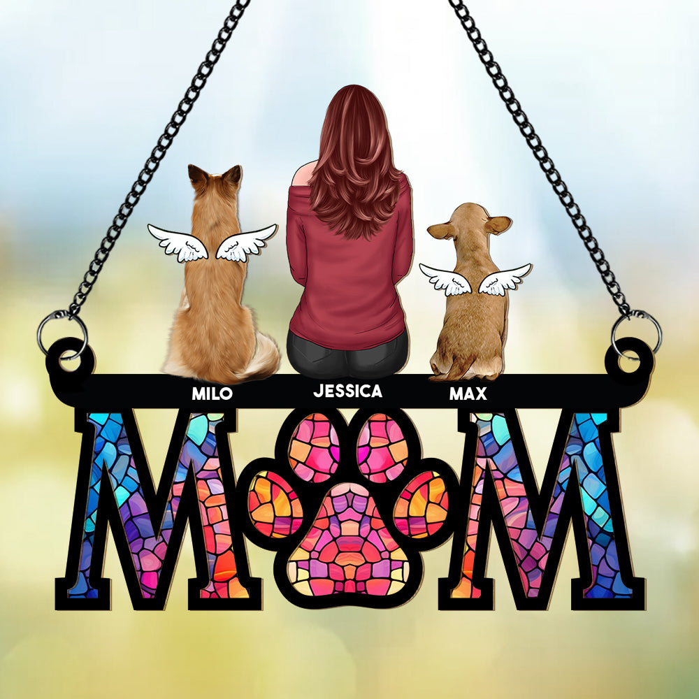 Mom With Her Dog Memorial Suncatcher Personalized Gift TH10 891461