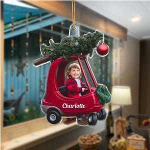 Custom Photo Baby Driving Car With Christmas Pine Tree Acrylic Ornament HO82 891106