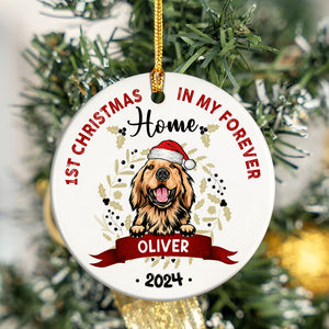Custom Photo First Christmas In My Forever Home Dog Ceramic Ornament TH10 891363