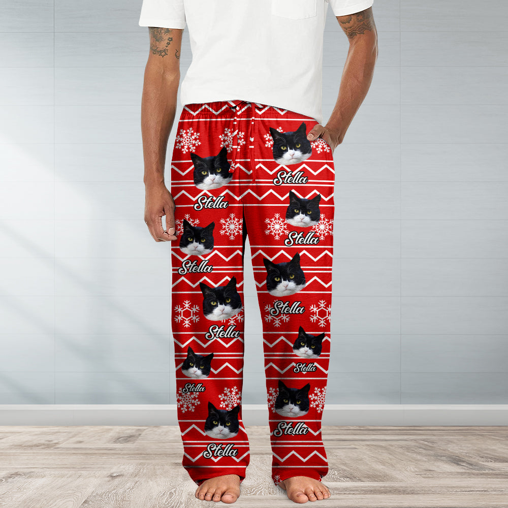 Custom Cat Photo With Christmas Background Man's Pants TH10 891457