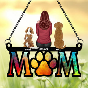 Mom With Her Dog Memorial Suncatcher Personalized Gift TH10 891461