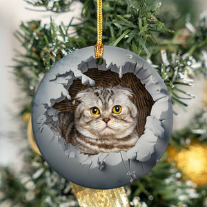 Custom Photo Cat With Galaxy Cat Ceramic Ornament TH10 891419