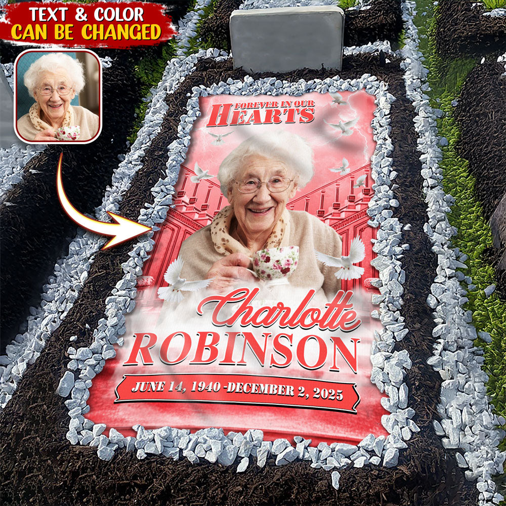 Custom Photo Forever In Our Hearts Memorial Grave Blanket LM32 897517