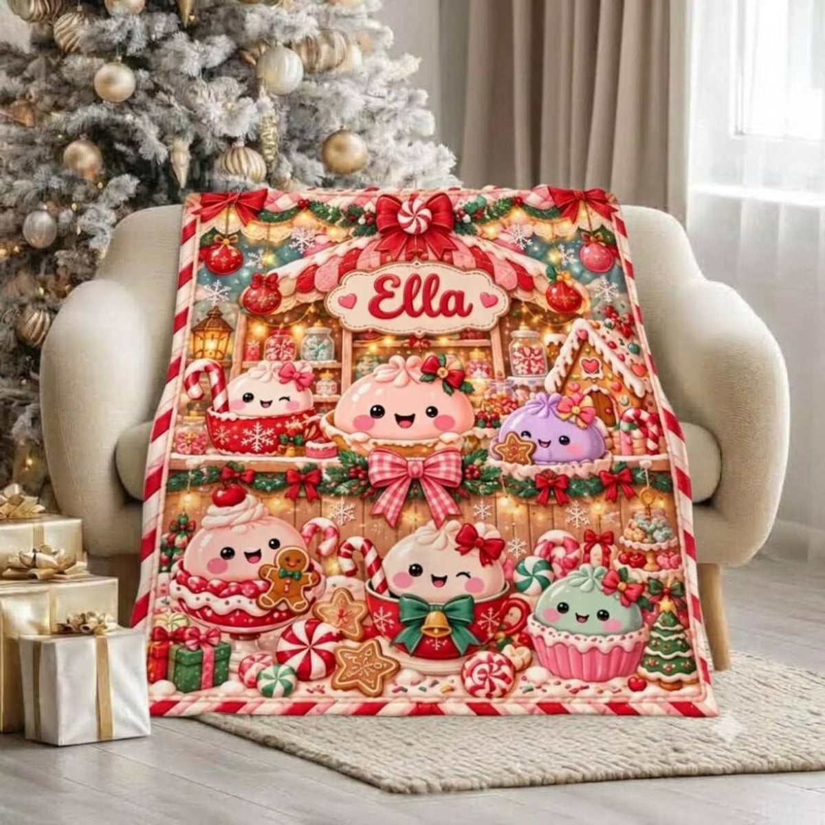 Personalized Christmas Squishy Dumpling Blanket for Kids, Kawaii Squishy Collector Holiday Gift HO82 904232