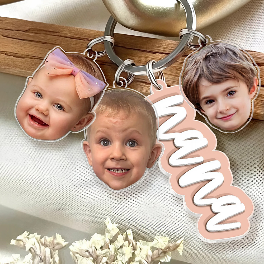 Custom Grandma Keychain With Kids Face Charm, Mother's Day Gift For Grandma, Mom HA75 921042