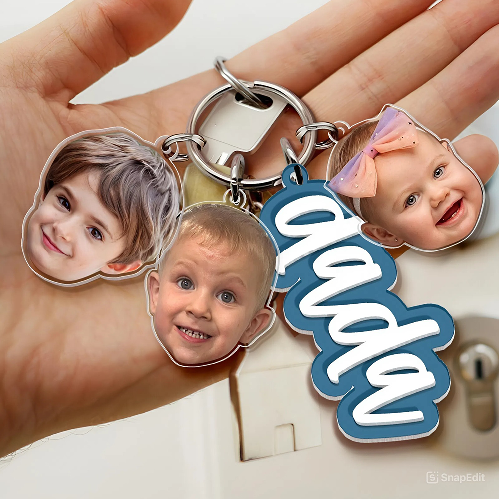 Custom Grandma Keychain With Kids Face Charm, Mother's Day Gift For Grandma, Mom HA75 921042