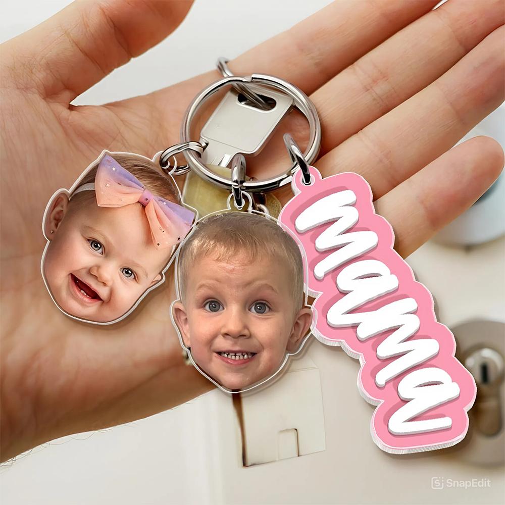 Custom Grandma Keychain With Kids Face Charm, Mother's Day Gift For Grandma, Mom HA75 921042