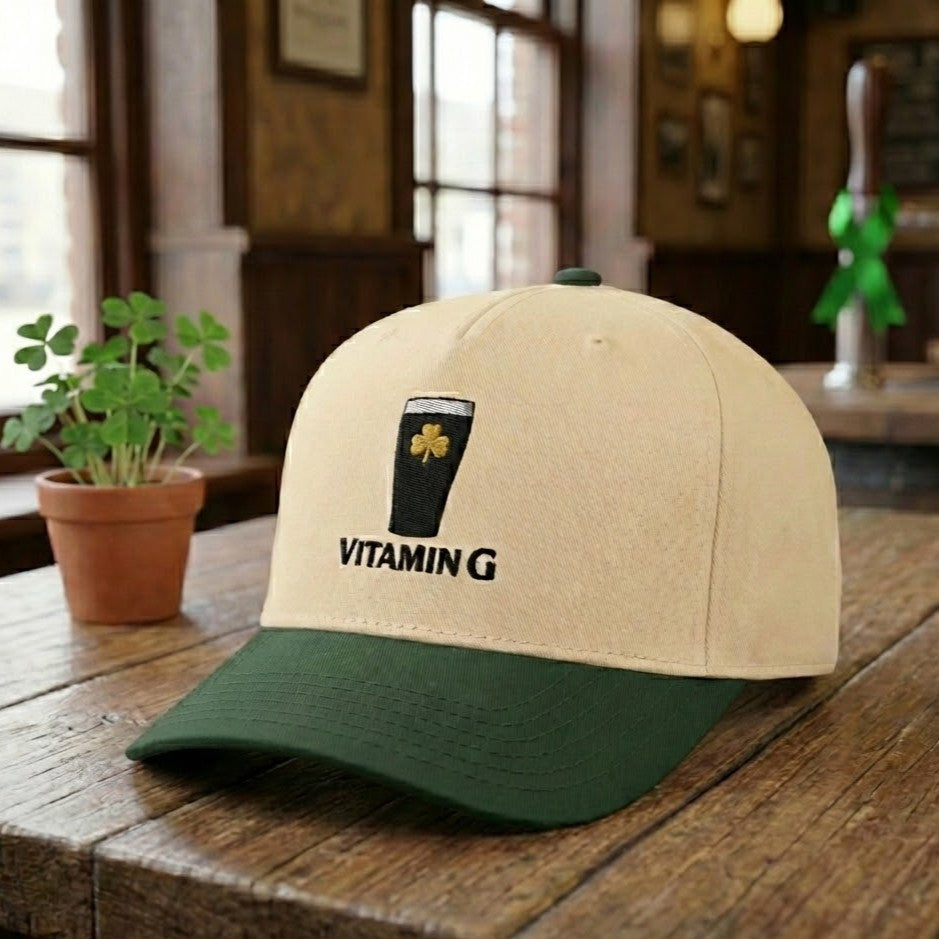 Vitamin G Funny Irish Drinking Beer Embroidered Effect AOP Cap - Patrick's Day Hat LM32 899197