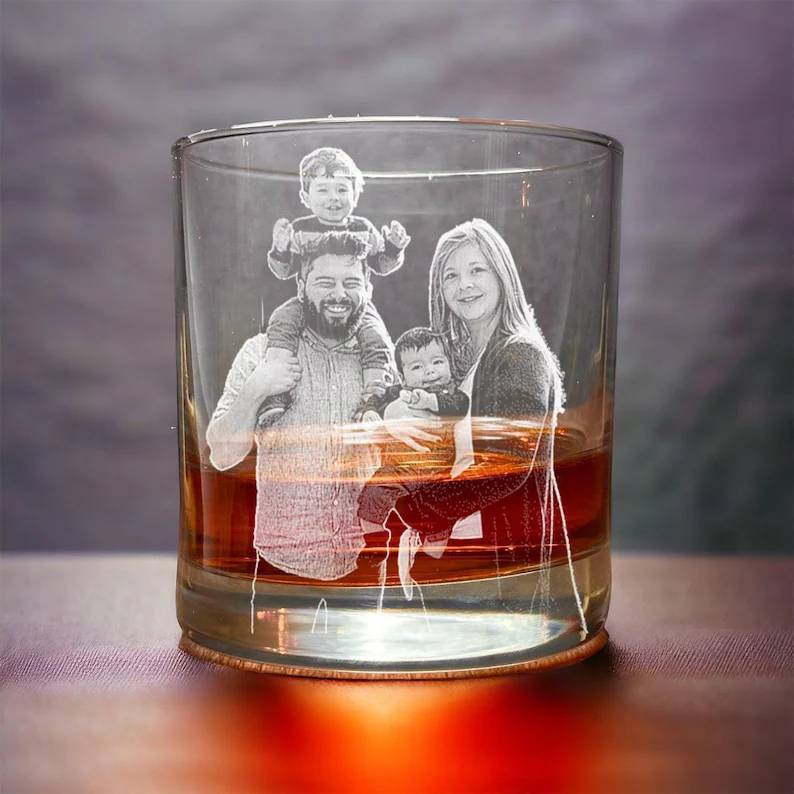 Custom Photo Dad And Kid Engraved Whiskey Glass - Gift For Dad, Father's Day HO82 902666