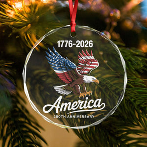 Celebrate 250 Years of America USA Anniversary 1776-2026 Glass Ornament HO82 894522