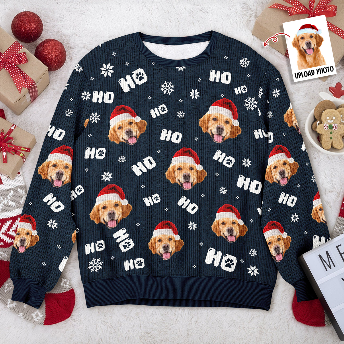 Custom Funny Dog Photo Christmas Ugly Sweater Personalized Gift For Dog Lover CH07 896672