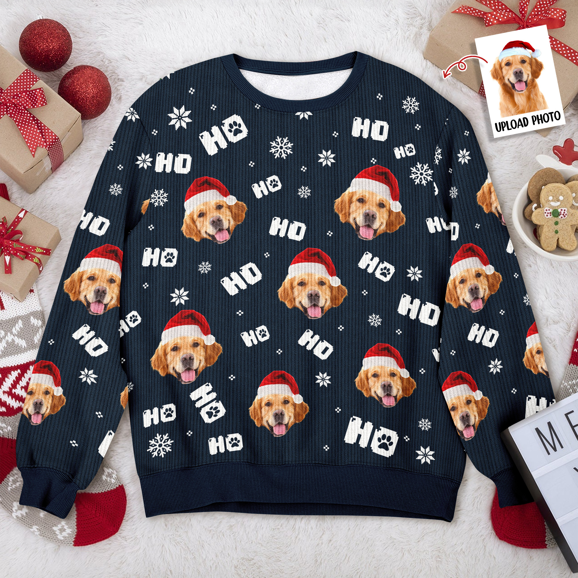 Custom Funny Dog Photo Christmas Ugly Sweater Personalized Gift For Dog Lover CH07 896672