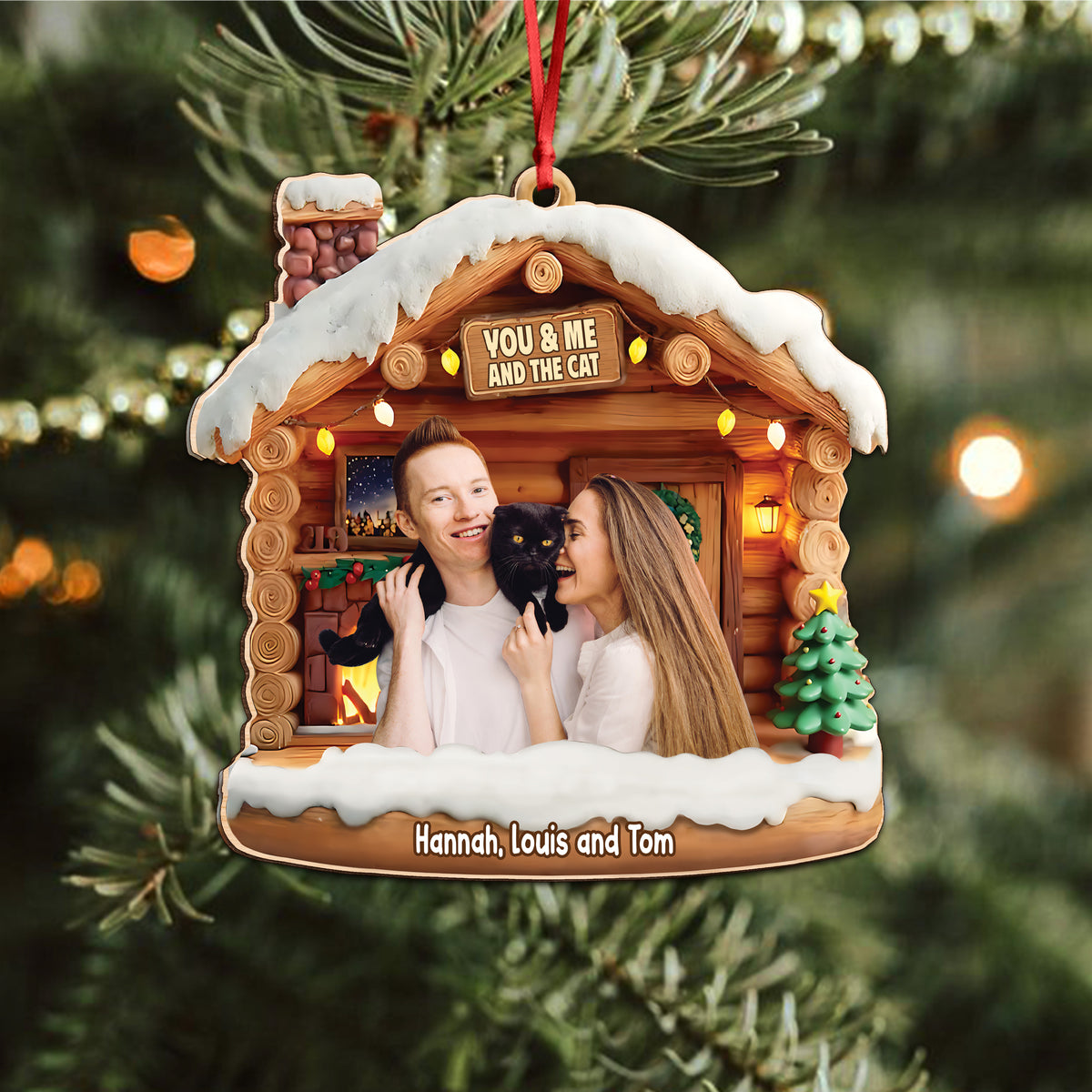 Custom Photo You & Me And The Dog  - Personalized 3D Effect Acrylic Ornament LM32 895959