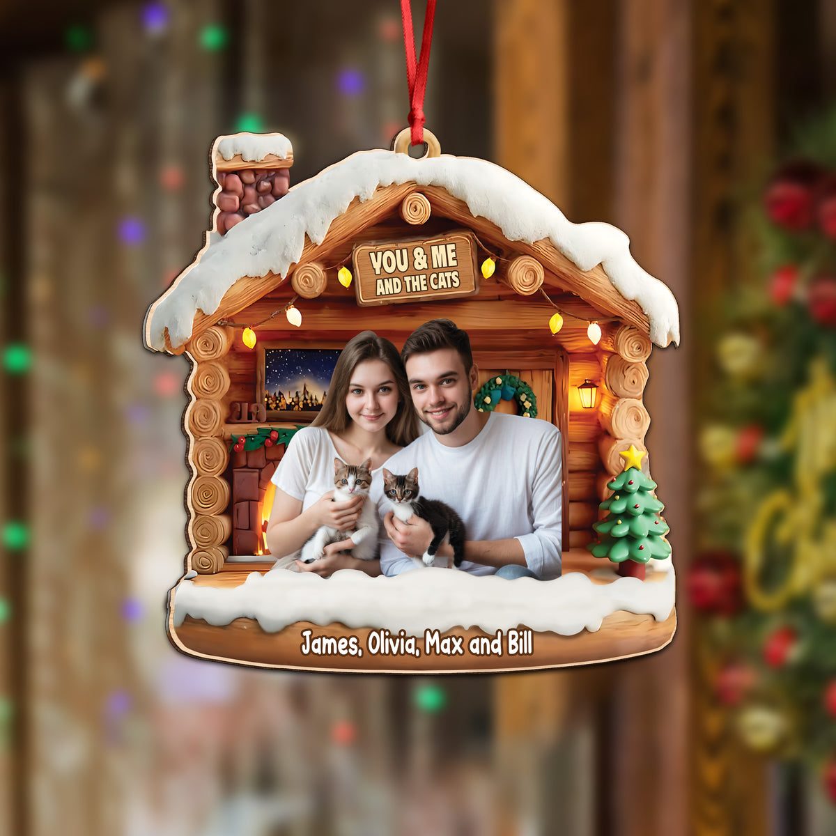 Custom Photo You & Me And The Dog  - Personalized 3D Effect Acrylic Ornament LM32 895959