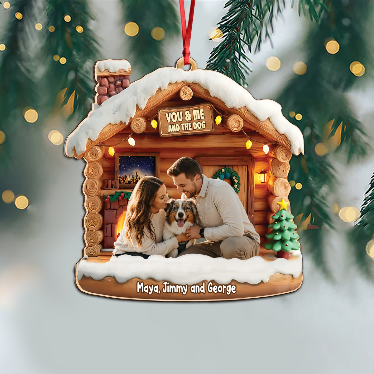 Custom Photo You & Me And The Dog  - Personalized 3D Effect Acrylic Ornament LM32 895959