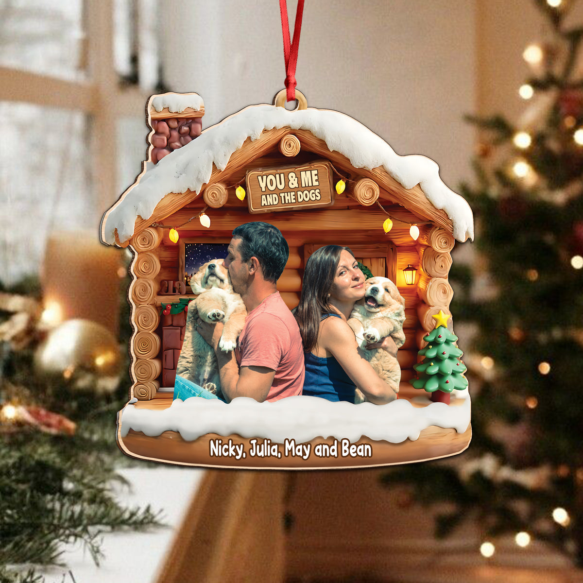 Custom Photo You & Me And The Dog  - Personalized 3D Effect Acrylic Ornament LM32 895959