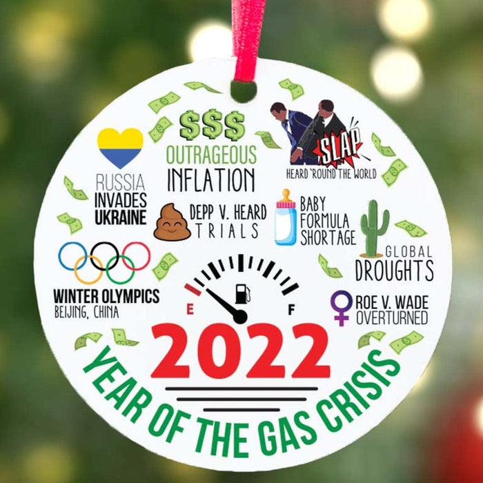 GeckoCustom 2022 Funny Gas Stranger Year Review Christmas Ornament White / One Size
