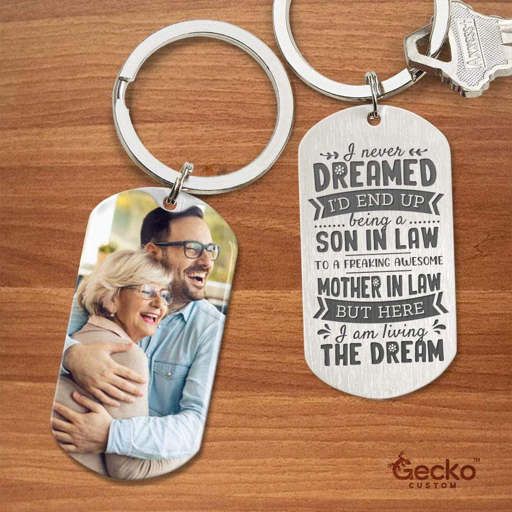 GeckoCustom A Freaking Awesome Mother In Law Step Mother Family Metal Keychain HN590 No Gift box / 1.77" x 1.06"
