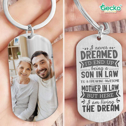 GeckoCustom A Freaking Awesome Mother In Law Step Mother Family Metal Keychain HN590 No Gift box / 1.77" x 1.06"