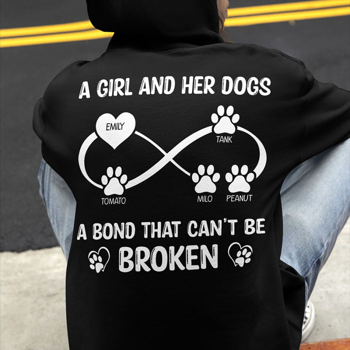 GeckoCustom A Girl And Her Dog A Bond That Can't Be Broken Personalized Custom Dog Backside Shirt C455
