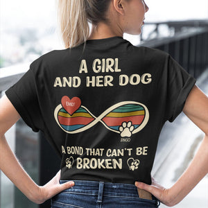 GeckoCustom A Girl And Her Dog A Bond That Can't Be Broken Personalized Custom Dog Backside Shirt C456 Premium Tee (Favorite) / P Black / S