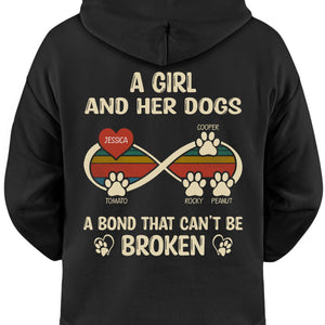 GeckoCustom A Girl And Her Dog A Bond That Can't Be Broken Personalized Custom Dog Backside Shirt C456 Pullover Hoodie / Black Colour / S