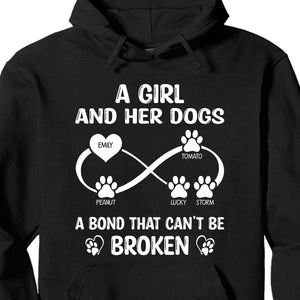 GeckoCustom A Girl And Her Dog A Bond That Can't Be Broken Personalized Custom Dog Frontside Shirt C455