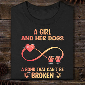 GeckoCustom A Girl And Her Dog A Bond That Can't Be Broken Personalized Custom Dog Frontside Shirt C456 Premium Tee (Favorite) / P Black / S