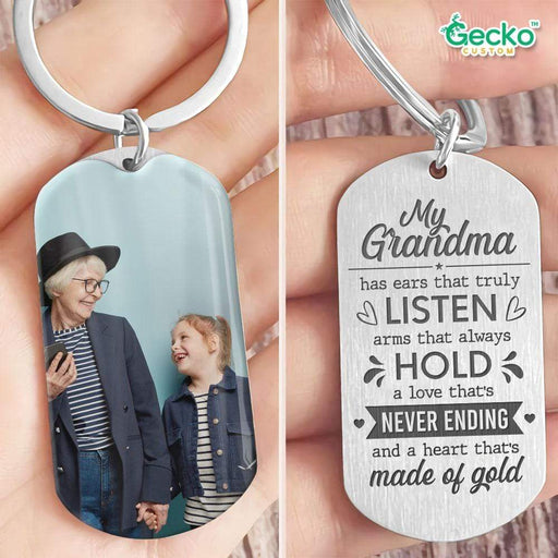 GeckoCustom A Love That’s Never Ending Grandma Family Metal Keychain HN590 No Gift box