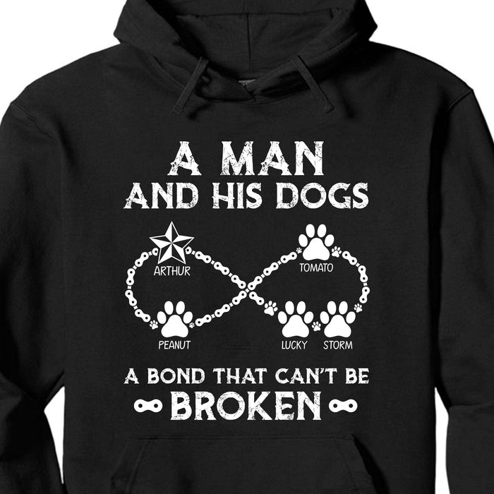GeckoCustom A Man And His Dog A Bond That Can't Be Broken Personalized Custom Dog Frontside Shirt C455 Pullover Hoodie / Black Colour / S