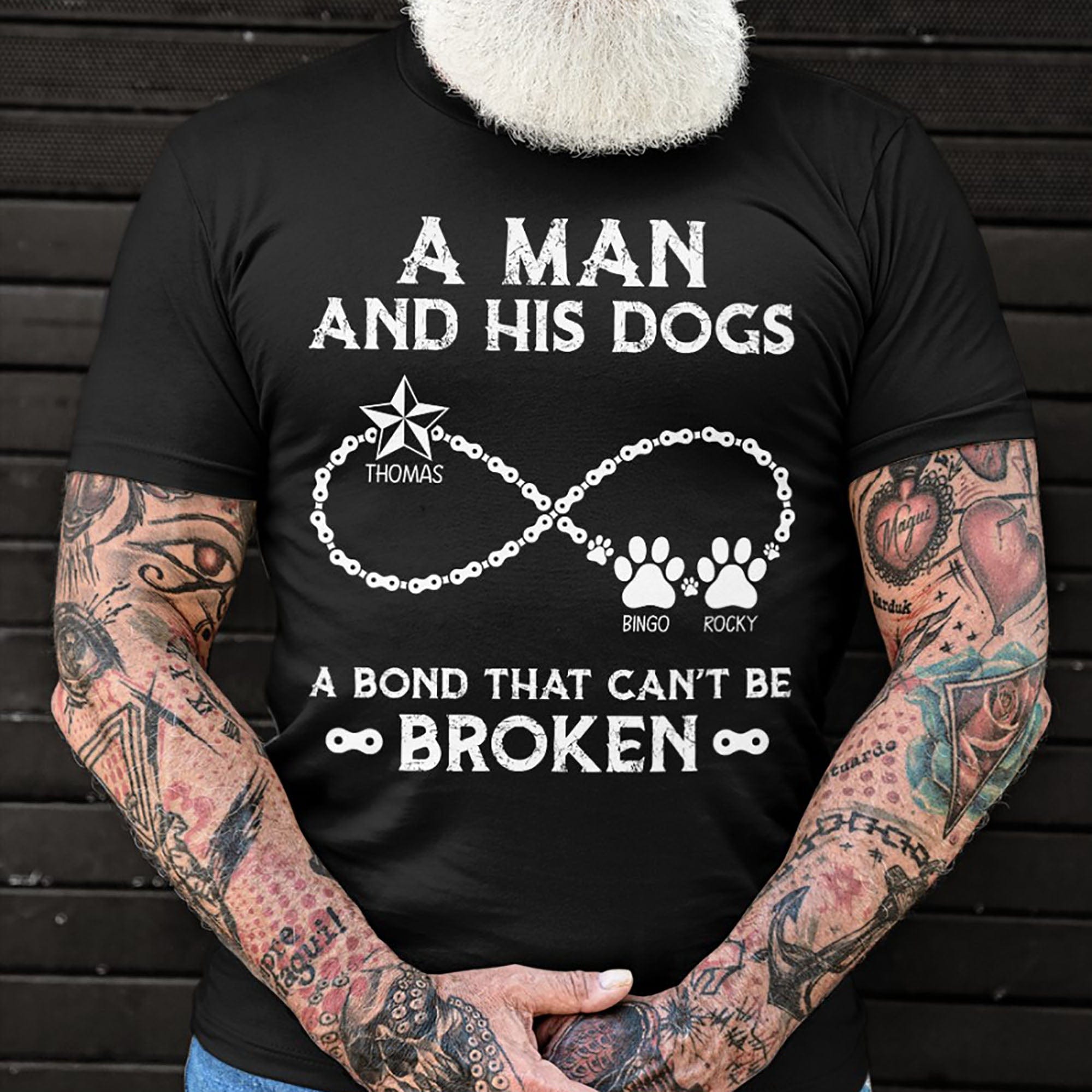 GeckoCustom A Man And His Dog A Bond That Can't Be Broken Personalized Custom Dog Frontside Shirt C455 Premium Tee (Favorite) / P Black / S