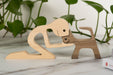 GeckoCustom A Man With Two Cat Wood Sculpture N304 HN590 Man With Cat