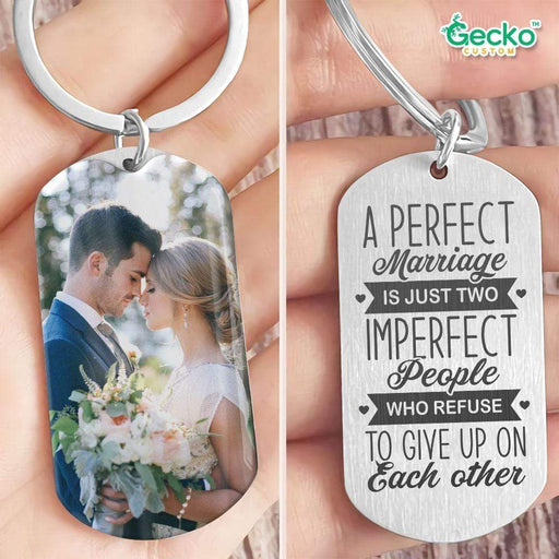 GeckoCustom A Perfect Marriage Valentine Metal Keychain HN590 No Gift box / 1.77" x 1.06"