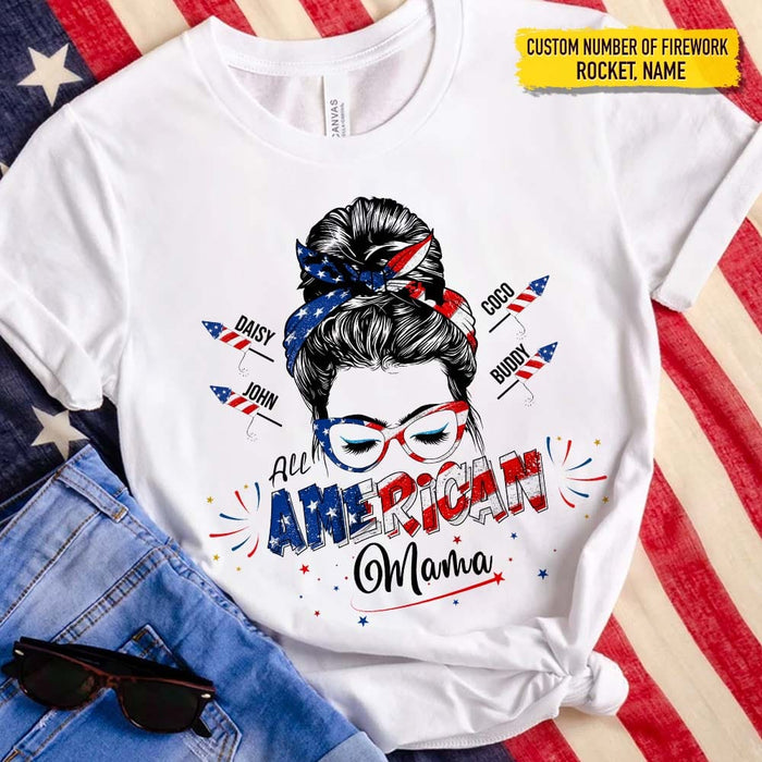 GeckoCustom All Amerrica Mama Family Shirt, HN590