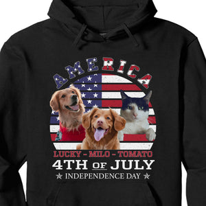 GeckoCustom America 4th Of July Personalized Custom Photo Dog Cat Pet Shirt C400