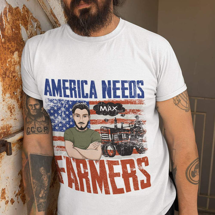 GeckoCustom America Need Farmer T-shirt, Farmer Gift, Custom Clipart HN590 Premium Tee / White / S