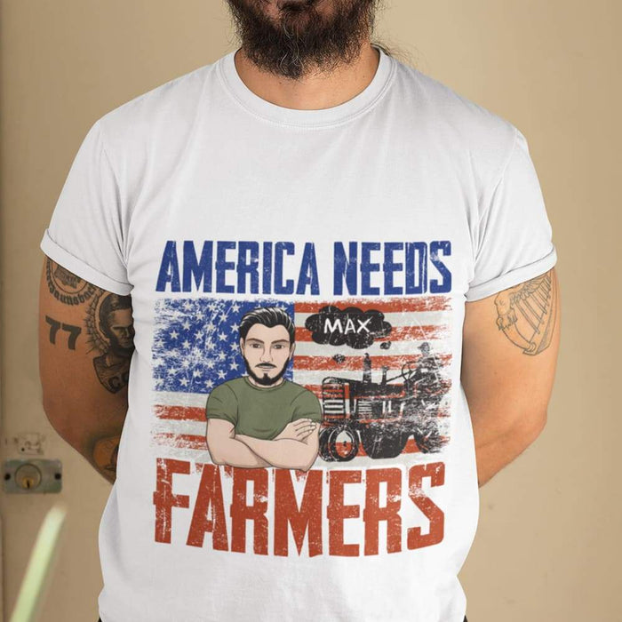 GeckoCustom America Need Farmer T-shirt, Farmer Gift, Custom Clipart HN590 Basic Tee / White / S