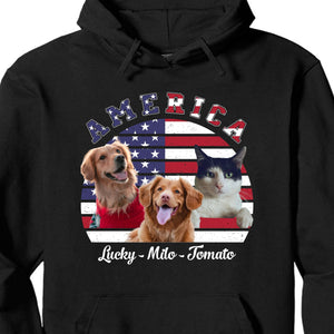 GeckoCustom America Personalized Custom Photo Dog Cat Pet Shirt C400 Pullover Hoodie / Black Colour / S