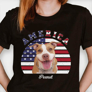 GeckoCustom America Personalized Custom Photo Dog Cat Pet Shirt C400 Basic Tee / Black / S