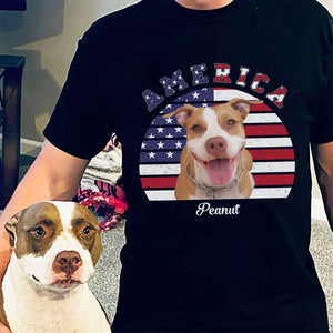 GeckoCustom America Personalized Custom Photo Dog Cat Pet Shirt C400 Premium Tee (Favorite) / P Black / S