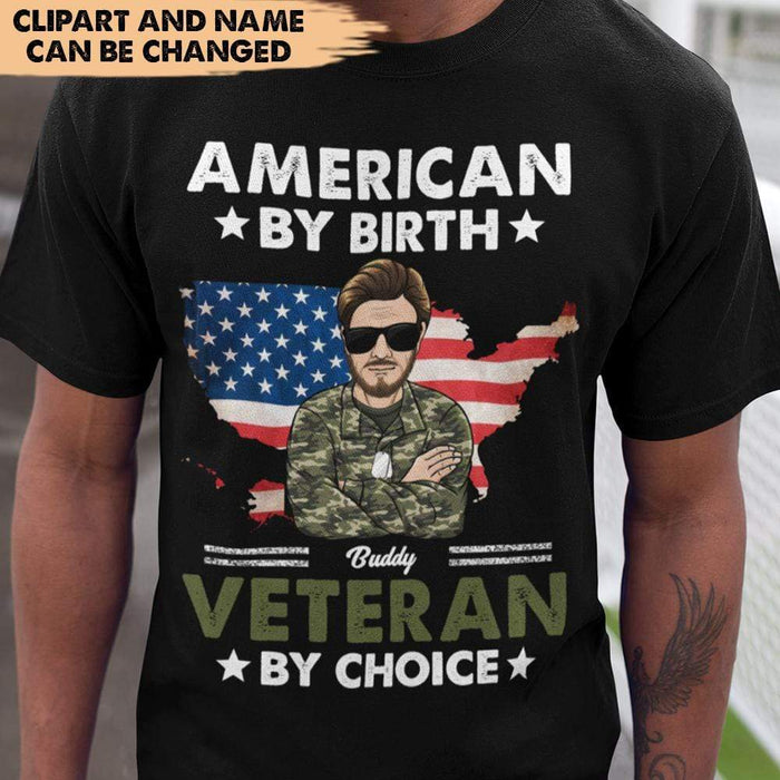 GeckoCustom American By Birth Veteran By Choice Veteran Shirts, Veterans Day Gift, Military Gift, HN590 Basic Tee / Black / S