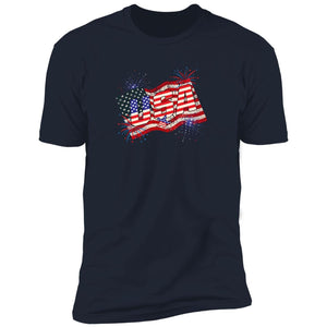 GeckoCustom American Flag Fireworks 4Th Of July Shirt H412 Premium Tee / Midnight Navy / S