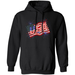 GeckoCustom American Flag Fireworks 4Th Of July Shirt H412 Pullover Hoodie / Black / S