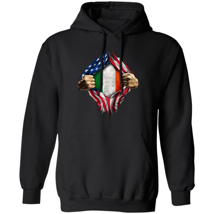 GeckoCustom American Irish Flag St Patrick Shirt Hoodie / Black / S